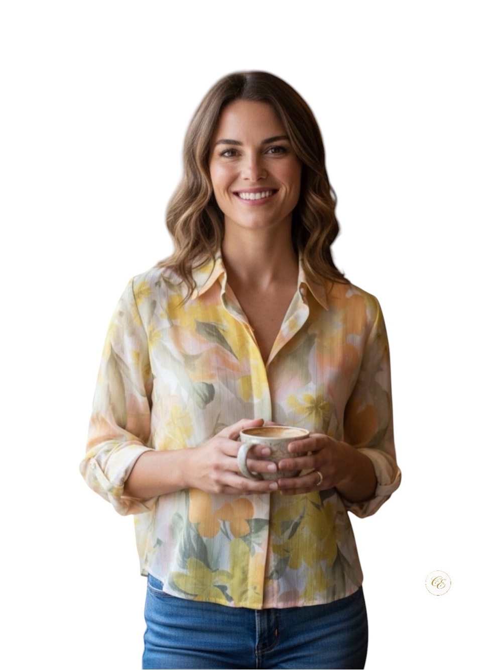 Zara Sheer Floral Blouse | Watercolor Print | Size M